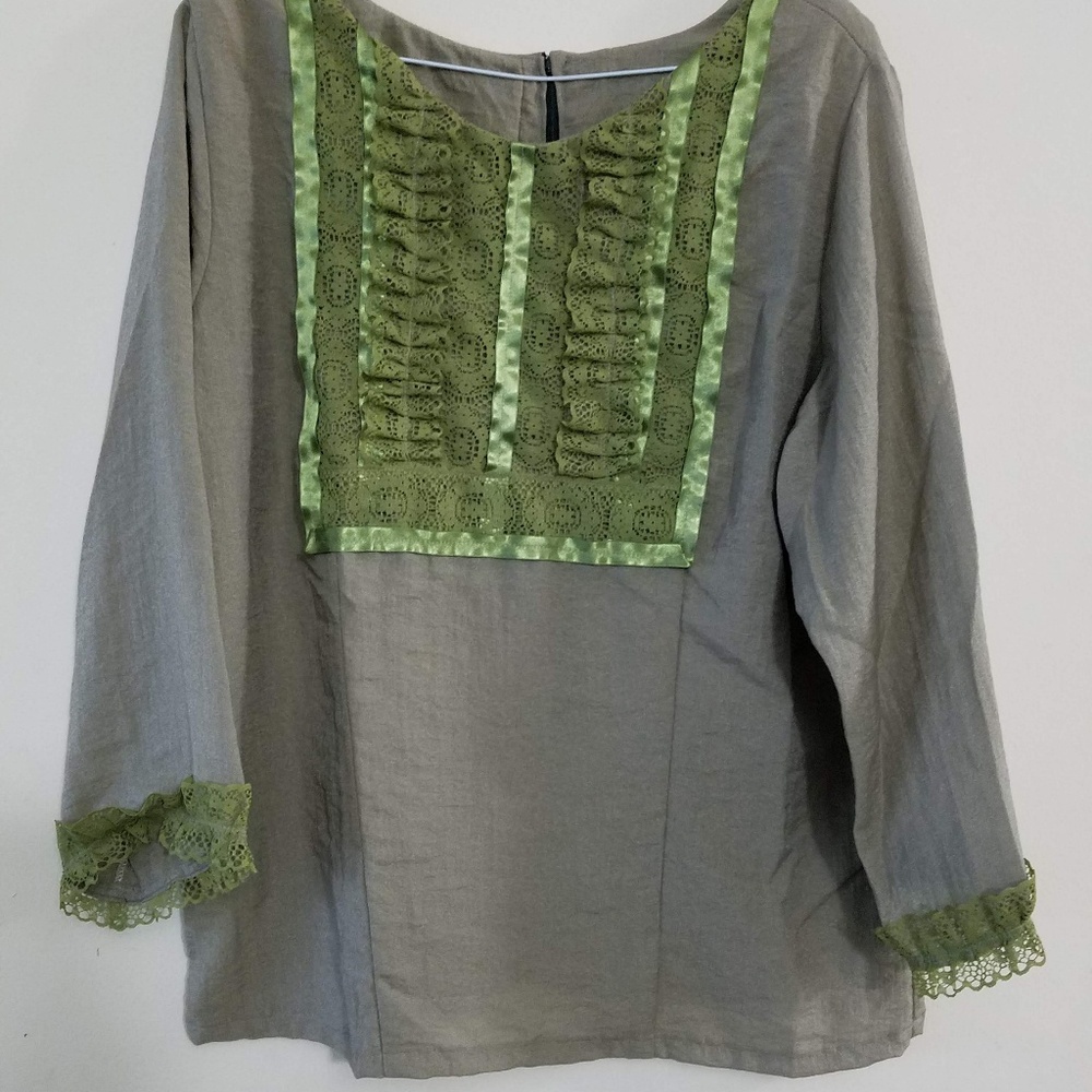 Green lace blouse